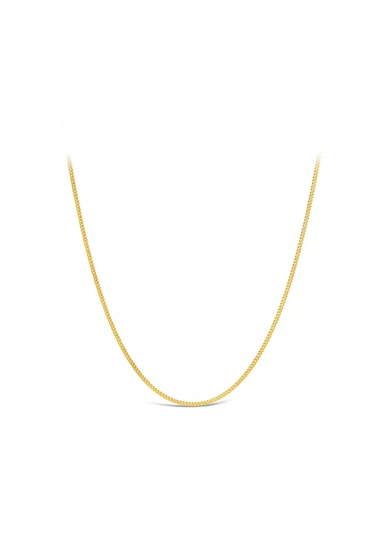 916/22K Solid Machine Curb Chain Necklace R002 (1MM, 45CM)