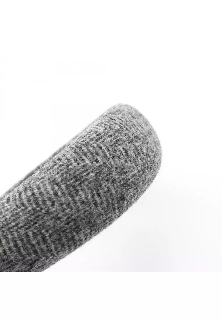 Pre-Loved MIU MIU tweed logo headband fabric gray