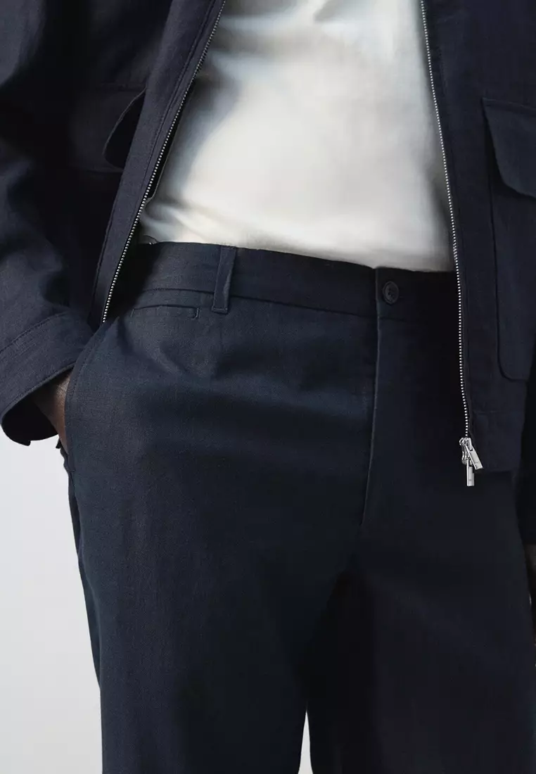 Slim-Fit 100% Linen Trousers
