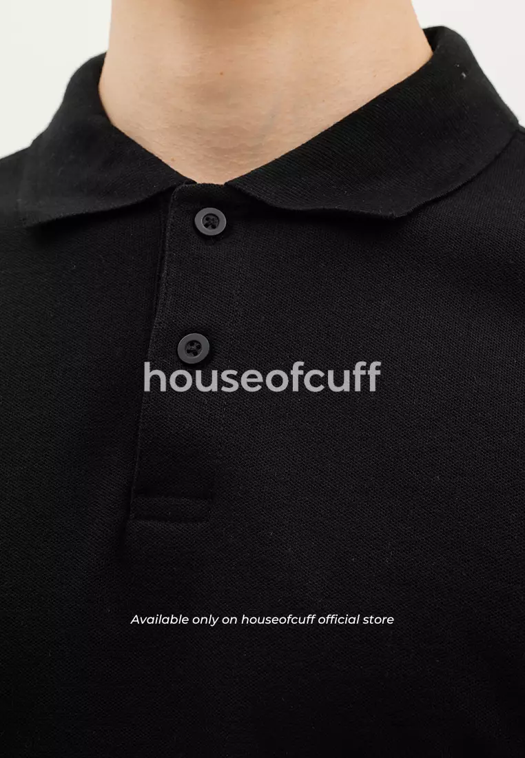 Houseofcuff polo shirt kaos kerah polo lengan panjang slim fit Hitam