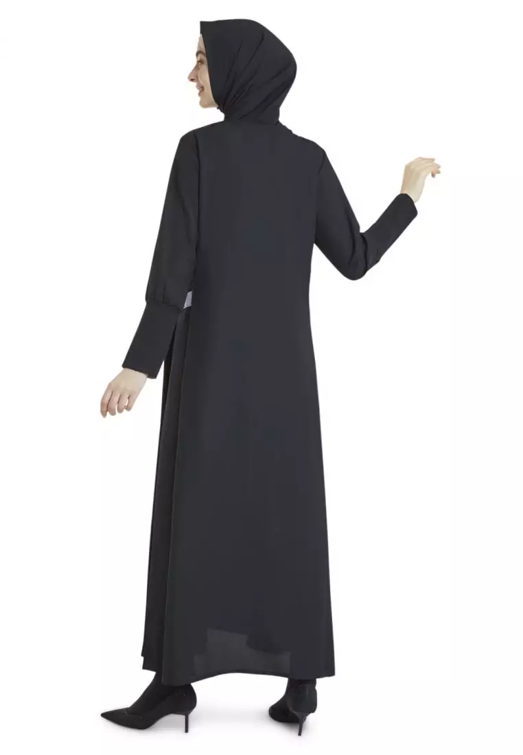 Queenza Dress Gamis Wanita Muslimah By Zayidan Hafsoh Ribs - Hitam