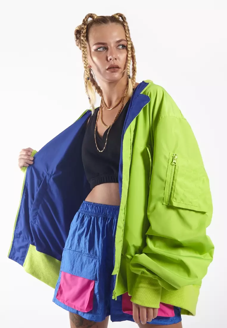 Jual Ocwa Studio OCWA KITE OVERSIZED REVERSIBLE BOMBER JACKET NEON