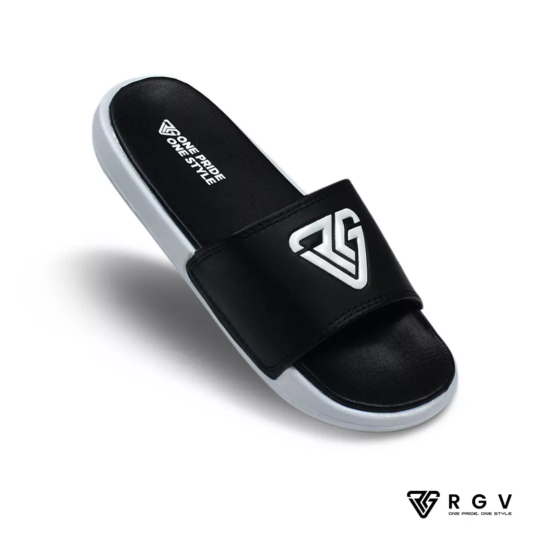 Jual RGV RGV 39 - 43 Sandal Slide Pria Wanita B&w Logo White Basic ...