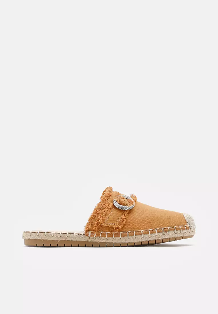 Discount on Pazzion  shoes - SKU: Carribean Frilled Buckle Mule Flats Brown
