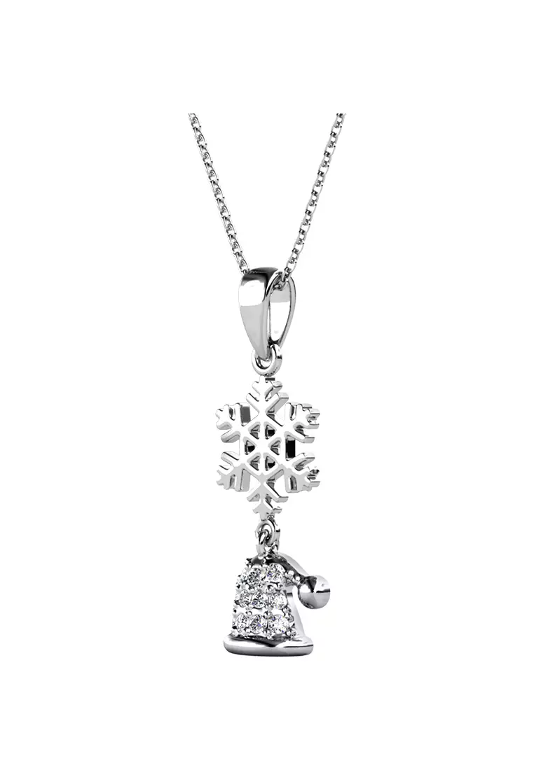 Snowy Santa Pendant WG - Kalung Crystal by Her Jewellery