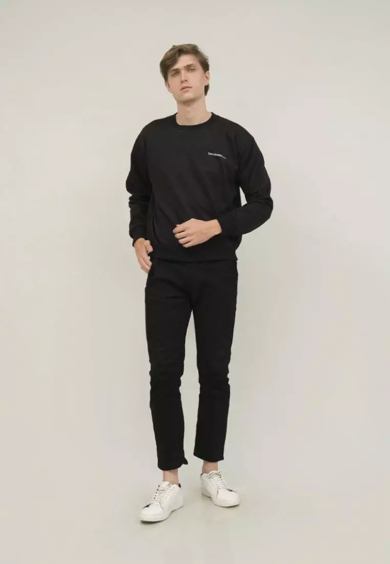 sweater hitam crewneck basic scorpion unisex houseofcuff