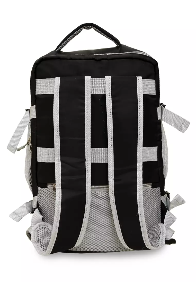 Afra Tas Ransel Wanita Motif Polos Casual Backpack Multifunction Large Compartment Material Nylon ORIGINAL - Black