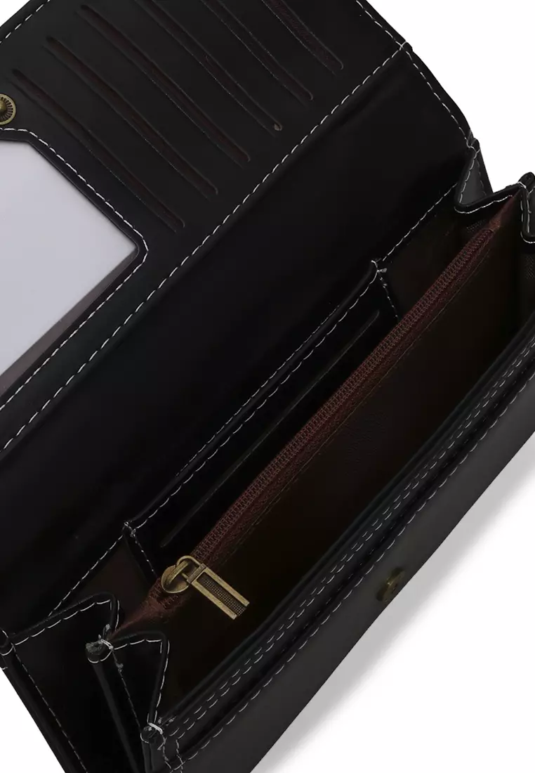 Dyara Dompet Lipat Wanita Long Design Casual Wallet Elegant Many Slot Material Leather ORIGINAL - Black