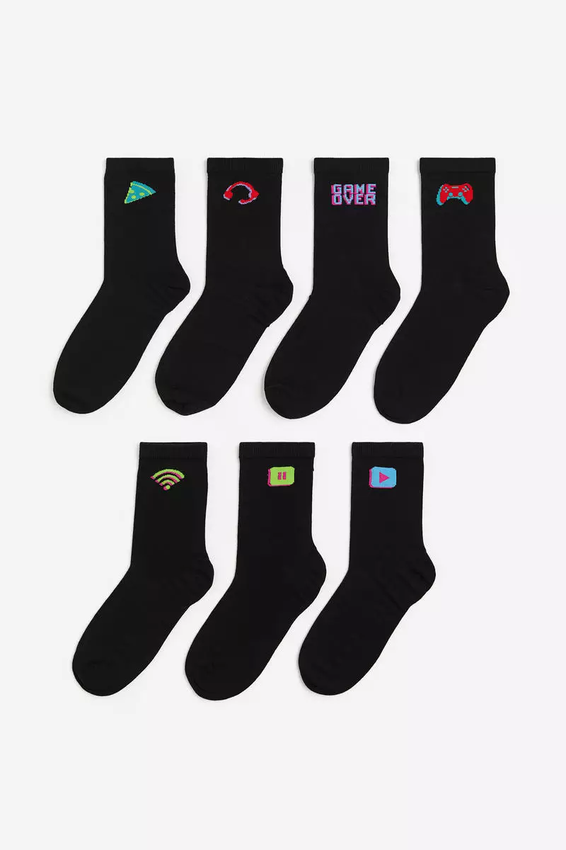 Gap Black Marvel Avengers 7 Pack Crew Socks