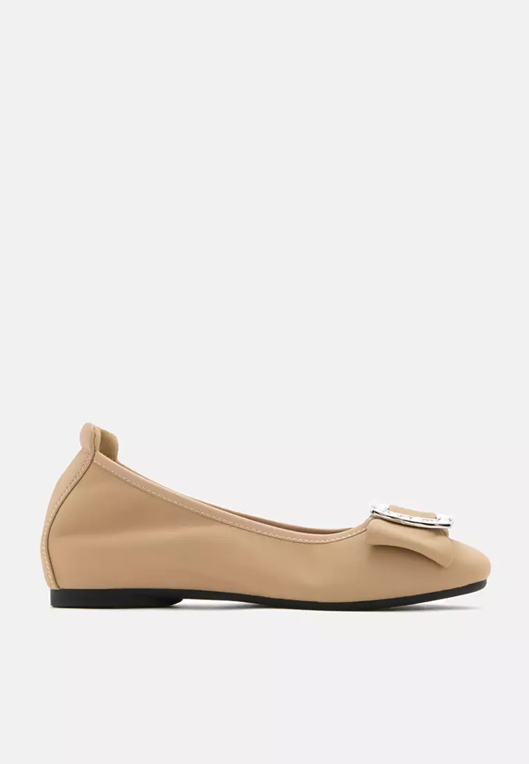 Discount on Pazzion  shoes - SKU: Selma Buckle Round-Toe Flats Almond