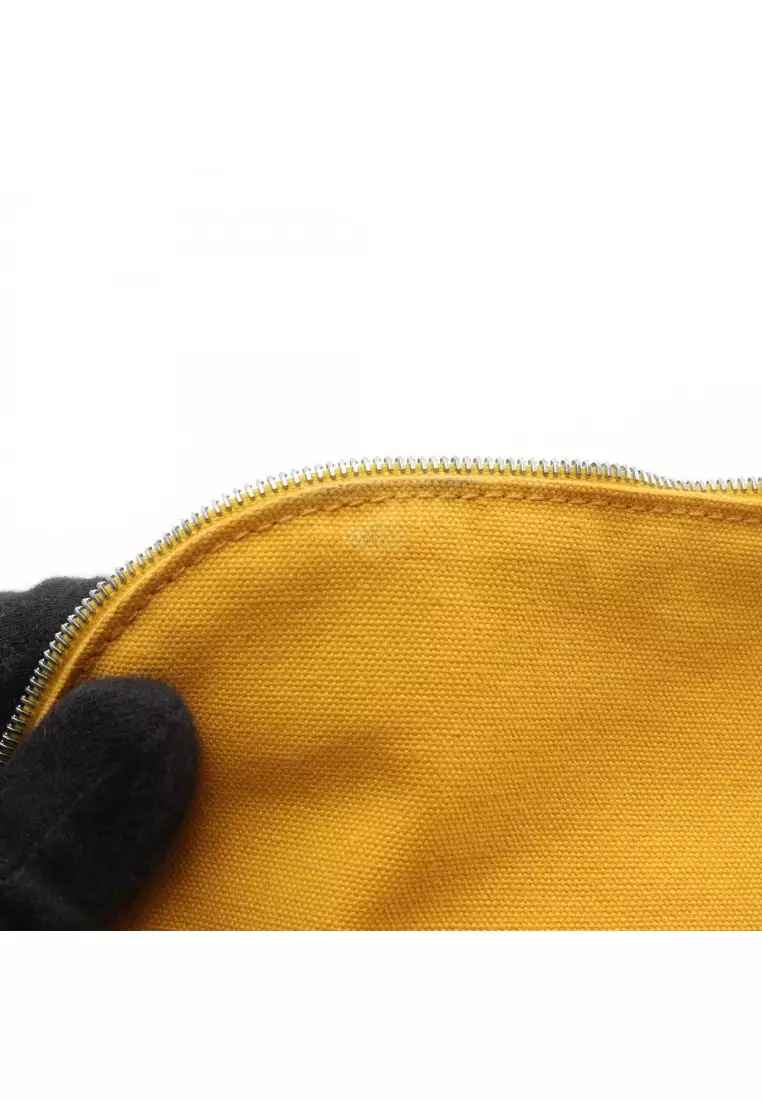 Pre-Loved Hermès bolide pouch 30 cosmetic pouch canvas yellow silver hardware
