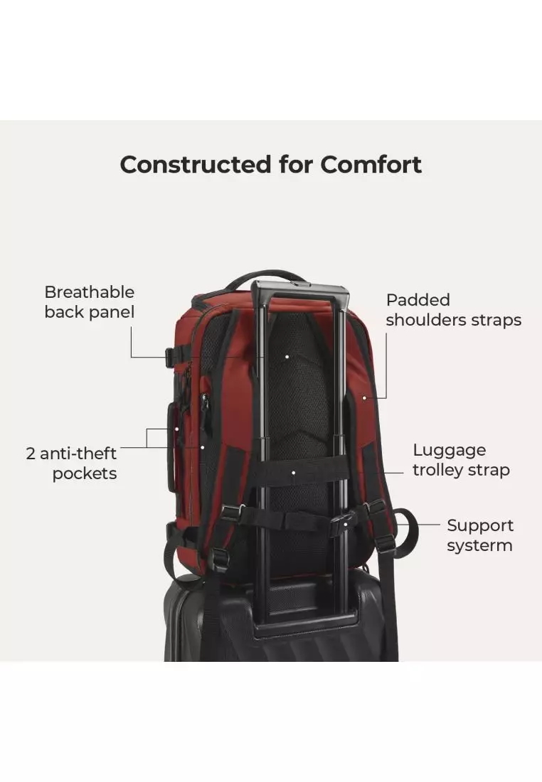 Bagsmart Blast Quick Access Carry On Travel Backpack Extended 38L (Brandy Snifter)