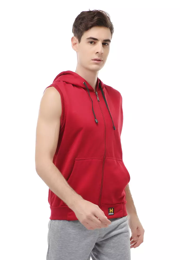 Clover Jacket Pria Rompi Zipper Polos Material Fleece ORIGINAL - Maroon