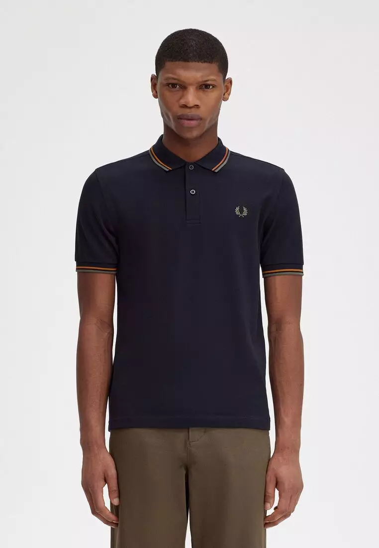 Fred Perry M3600 Twin Tipped Fred Perry Shirt (Navy / Nut Flake / Field  Green)
