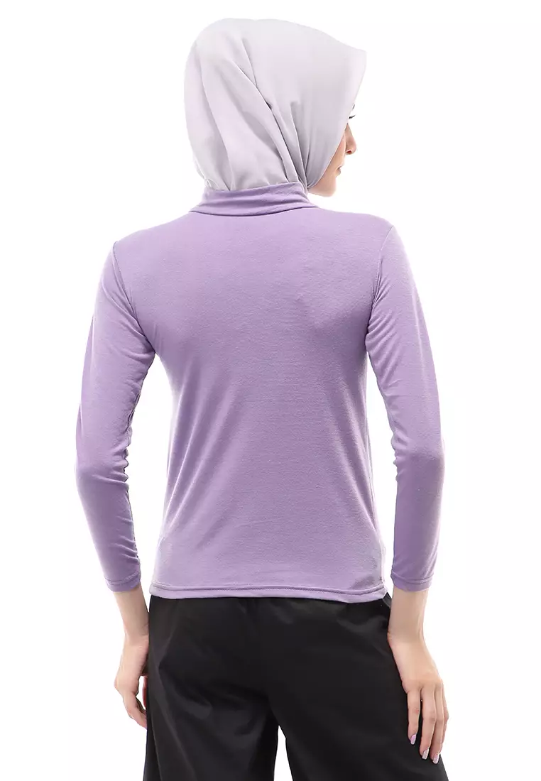 Sabrina Manset Kaos Muslimah Atasan Wanita Long Sleeve Polos Relaxed Fit - Lilac