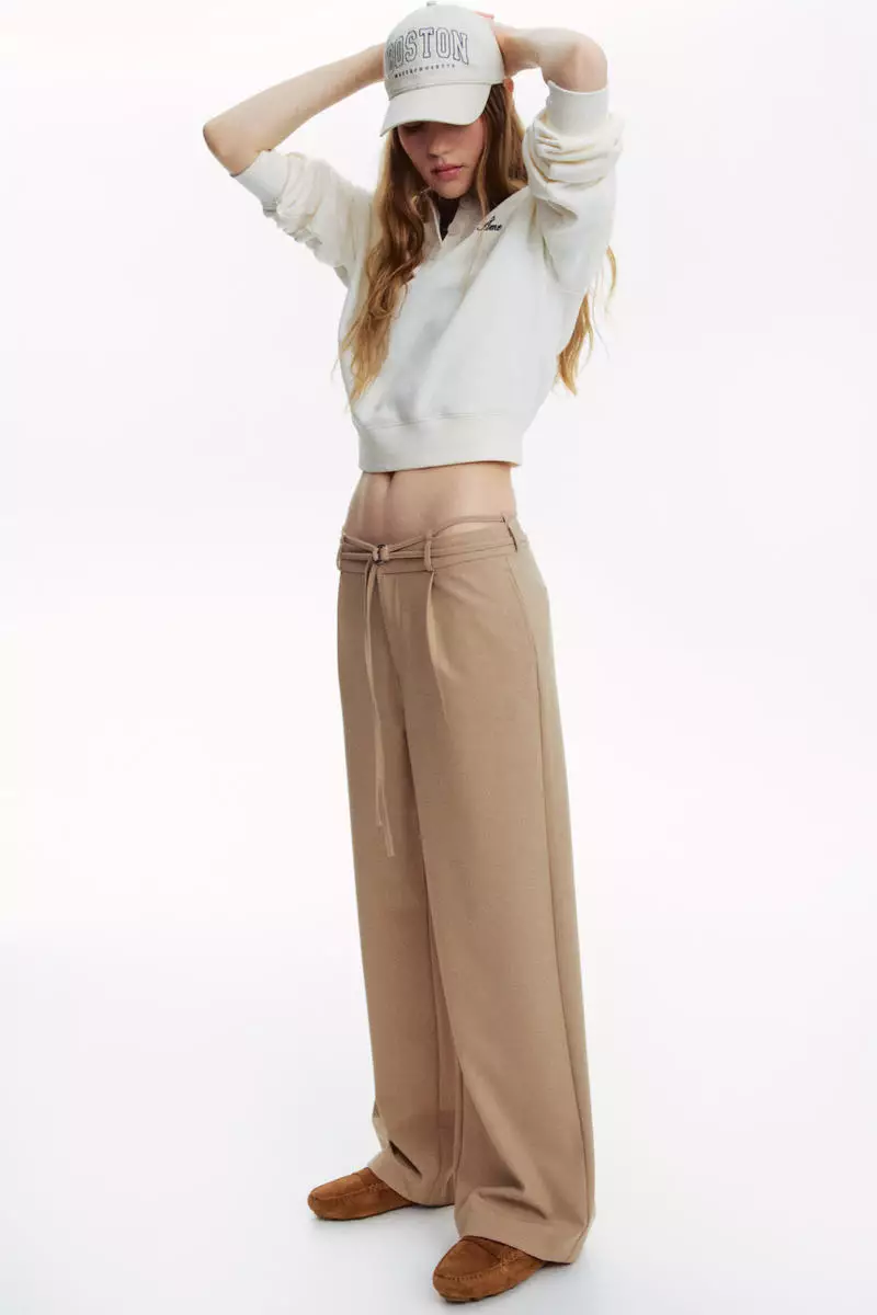 Belted tailored trousers
