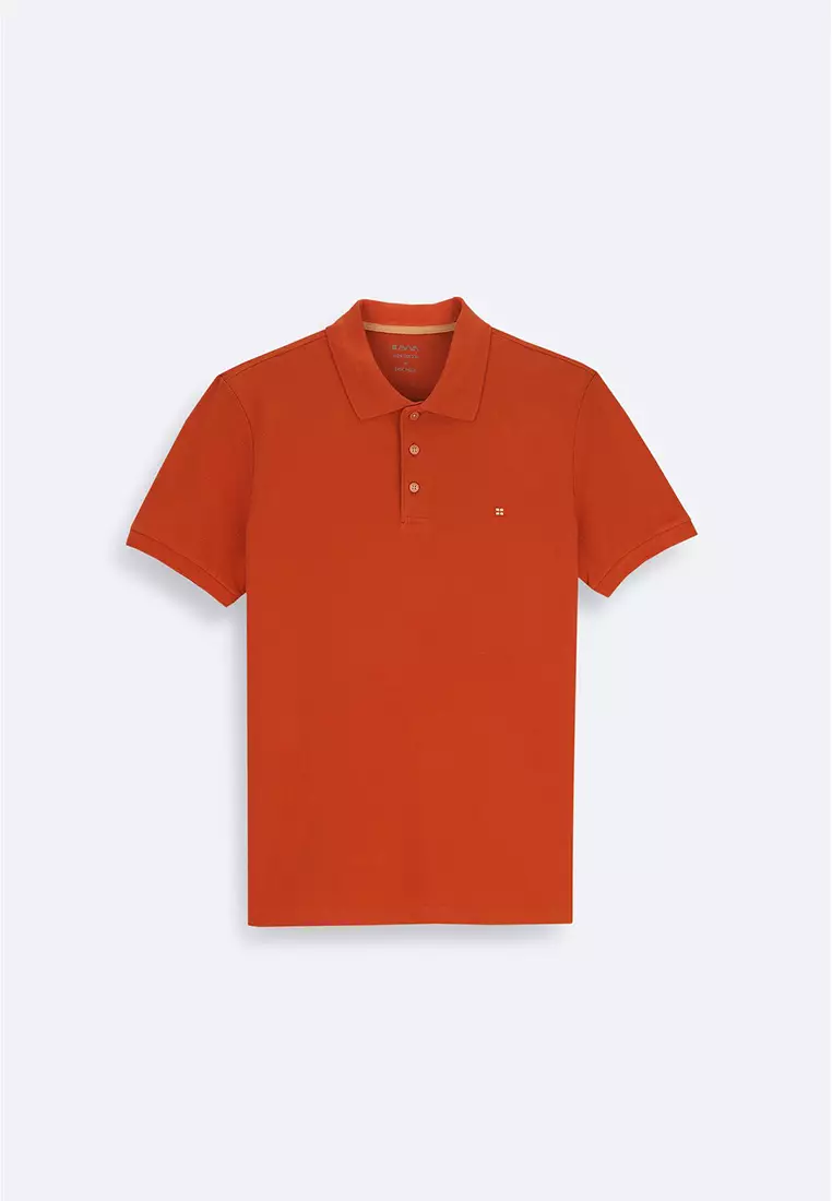 Men's Dark Orange 100% Cotton Cool Polo Neck T-Shirt E001004