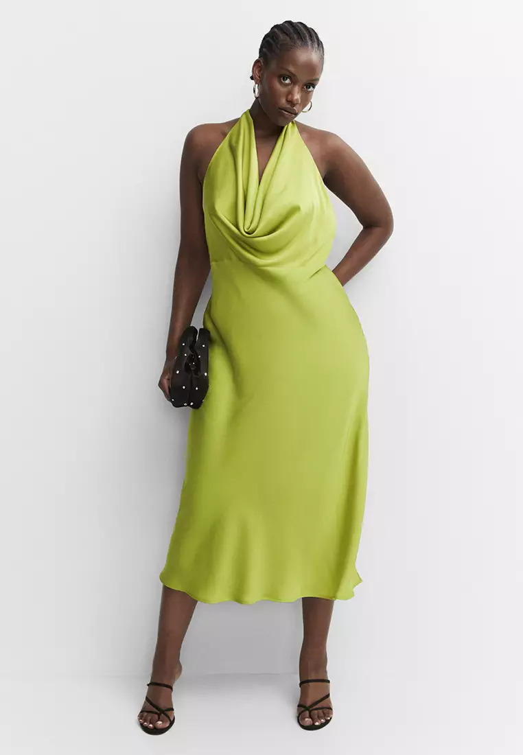 Buy Mango Draped Neck Satin Dress Online ZALORA Malaysia