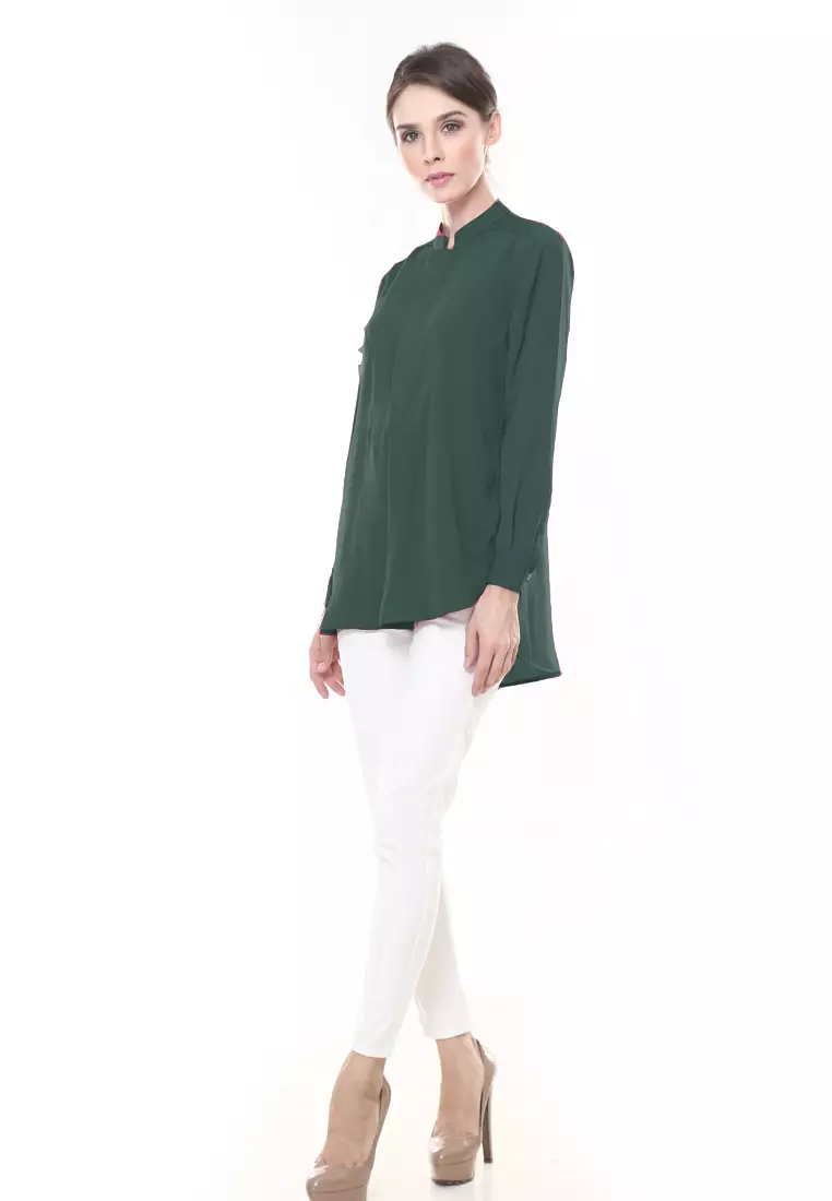 Eva Suit Office Wear Top in Emerald Green