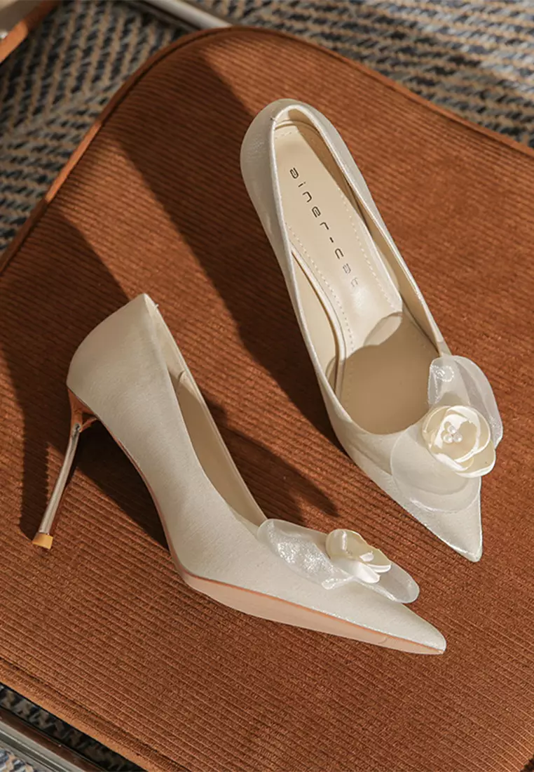 6CM Lace Flower Suede High Heels IF817-10-1