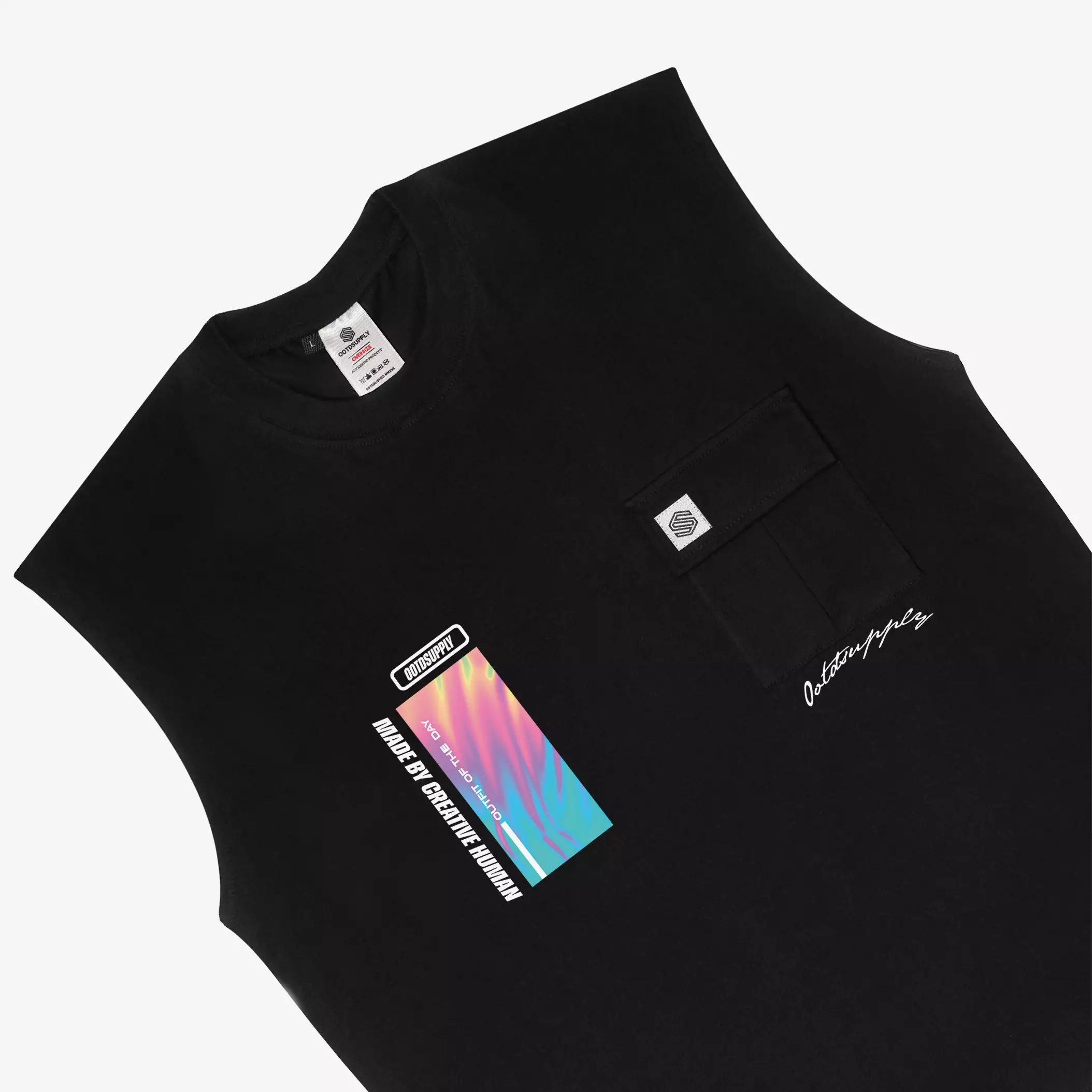 OOTDSUPPLY Oversize Sleeveless Gradient Black l Kaos Oversized Singlet