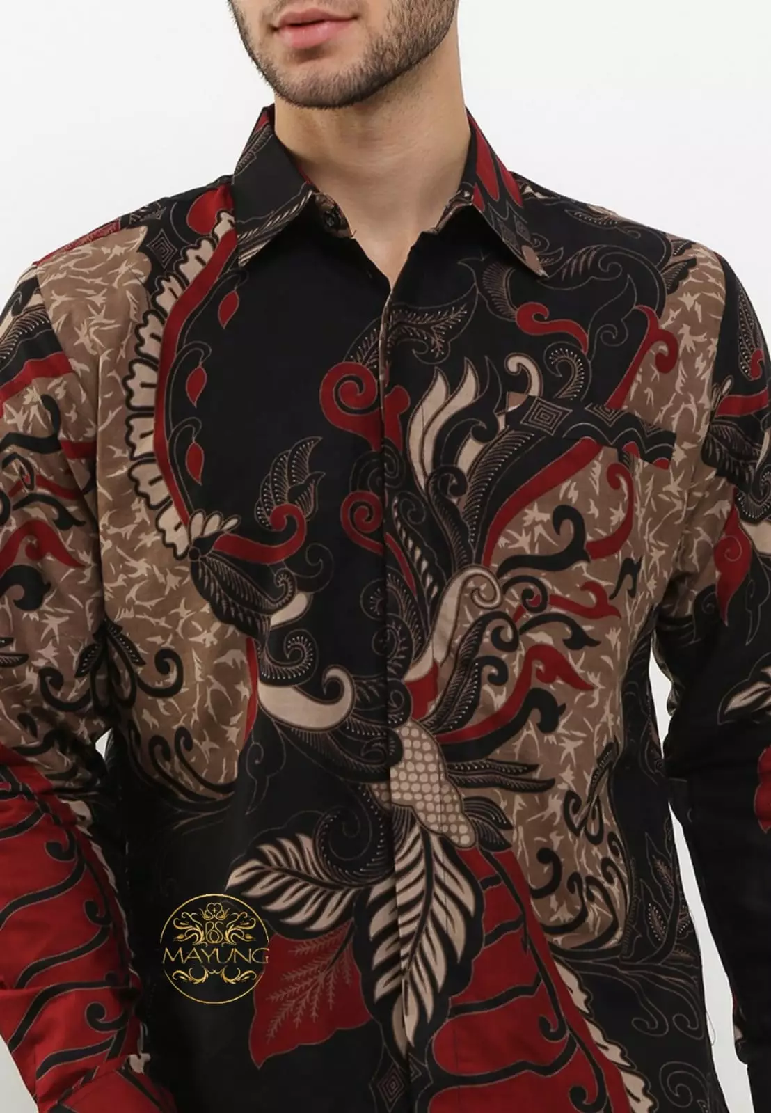 Jual Batik Mayung Mahendra Maron Kemeja Batik Pria Premium Slimfit