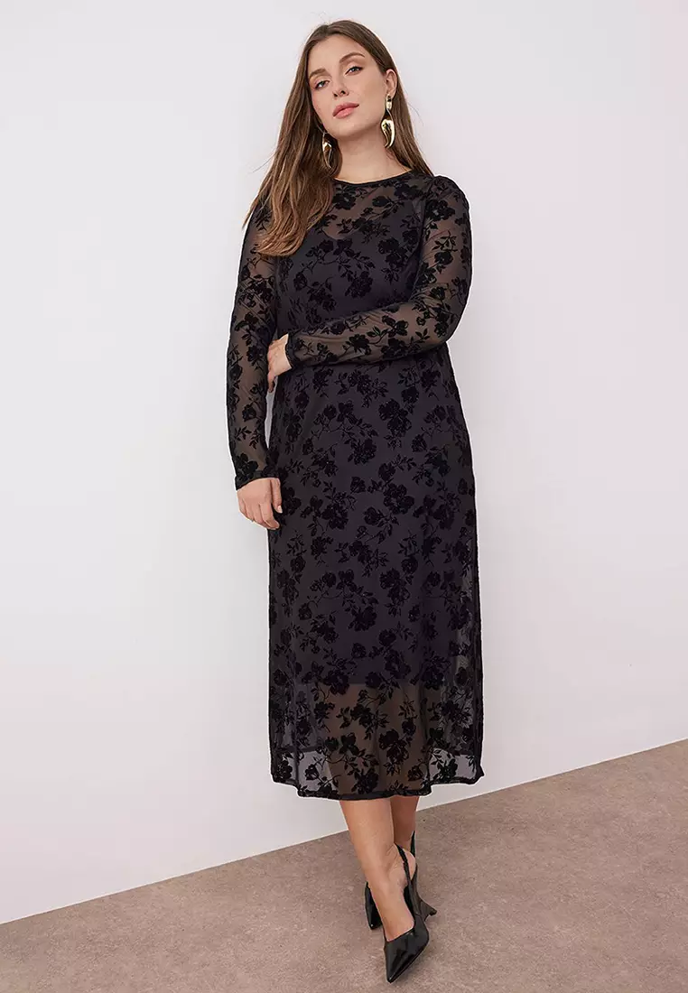 Plus Size Floral Tulle Dress