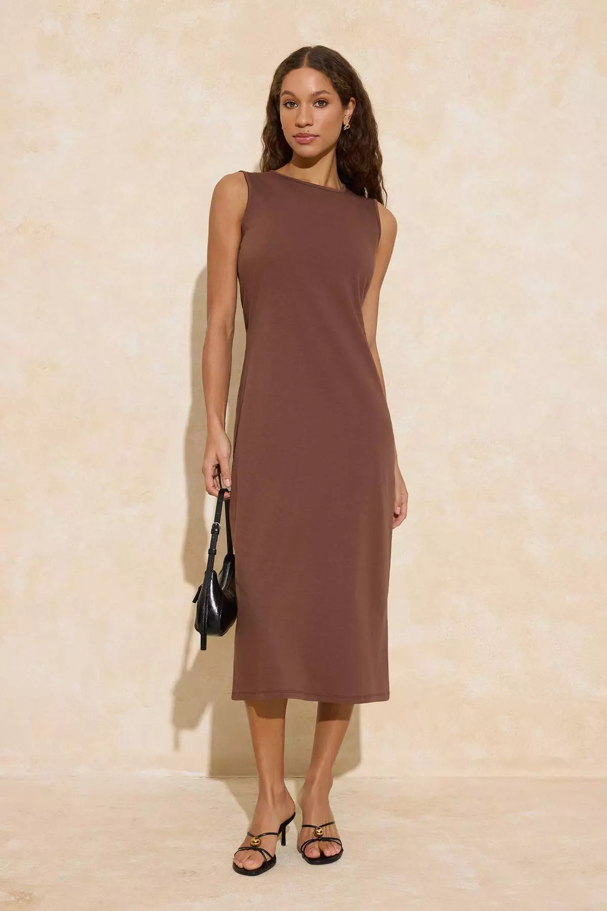 Brown Sleeveless Long Lining Underdress Tctss21Uk0034