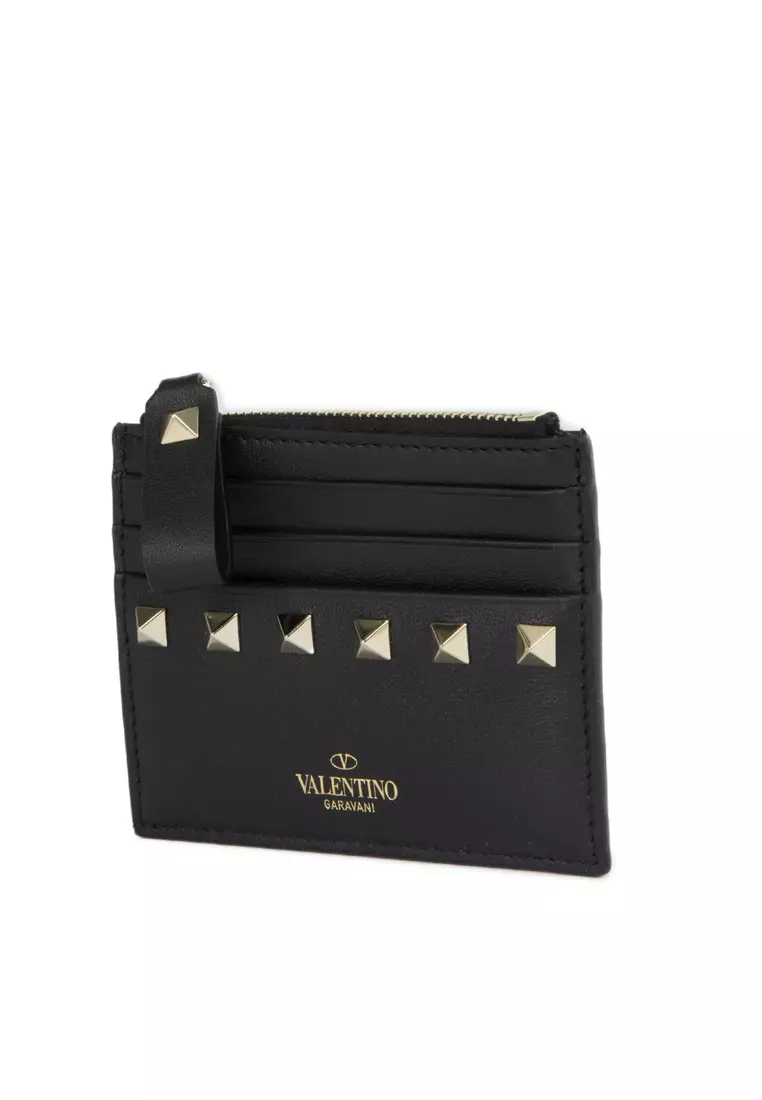 Buy Valentino Valentino Rockstud Calfskin Cardholder With Zipper Card ...