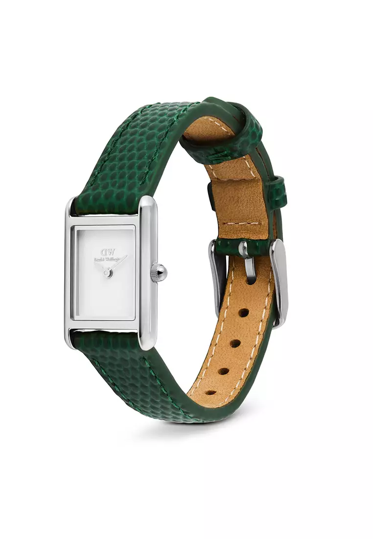 Bound Mini Green Lizard White Silver - Women Watch Stainless Steel Leather Strap watch DW Official Authentic Original