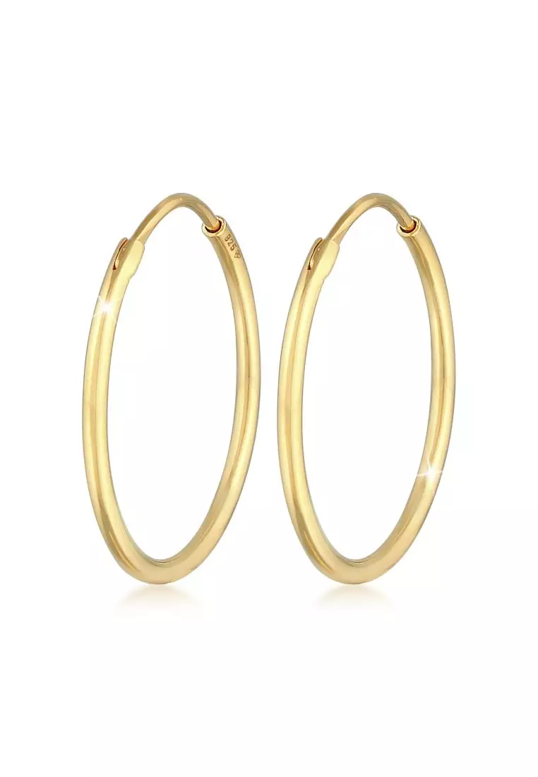 Anting Perhiasan Perak 925 Wanita Creoles Round Basic Classic Gold Plated