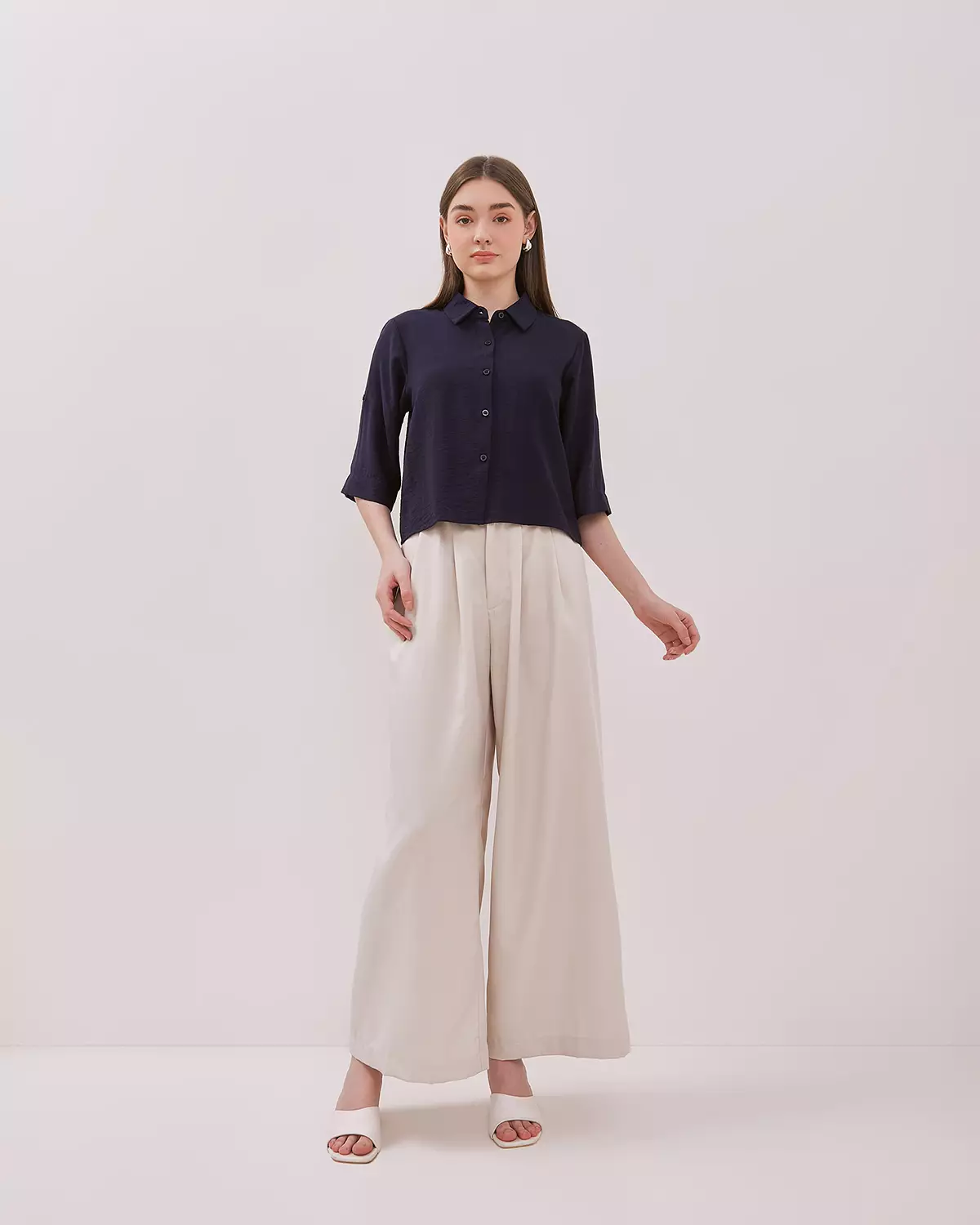 WOMEN'S BLUE BOXY SHIRT