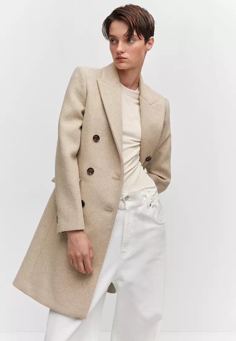 Wool double breasted overcoat sale