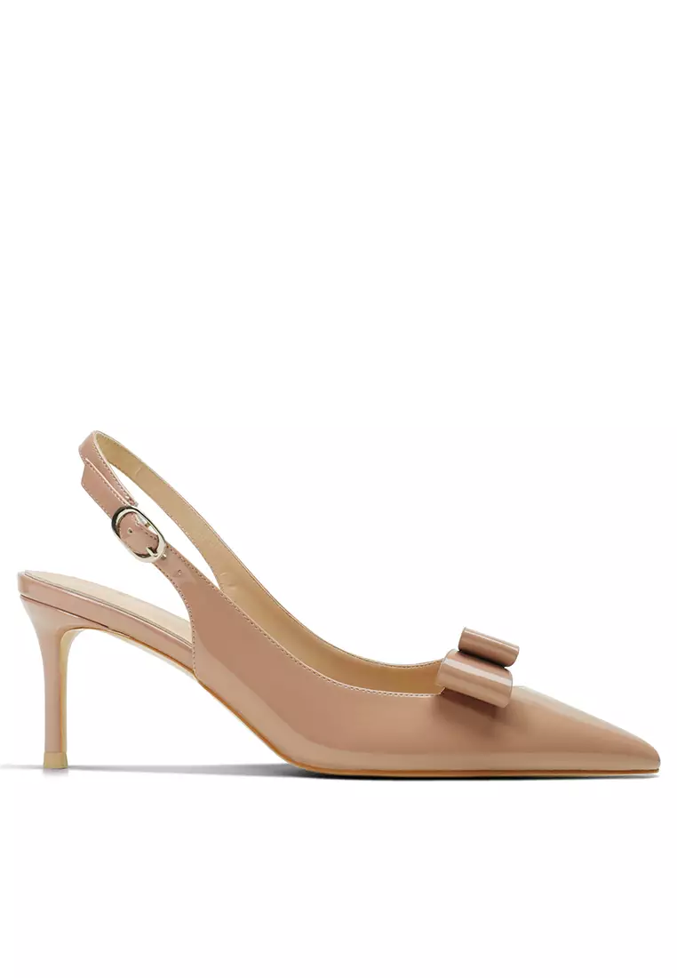 6CM Bow Knot Pointed Slingback Mid Heels HZL287
