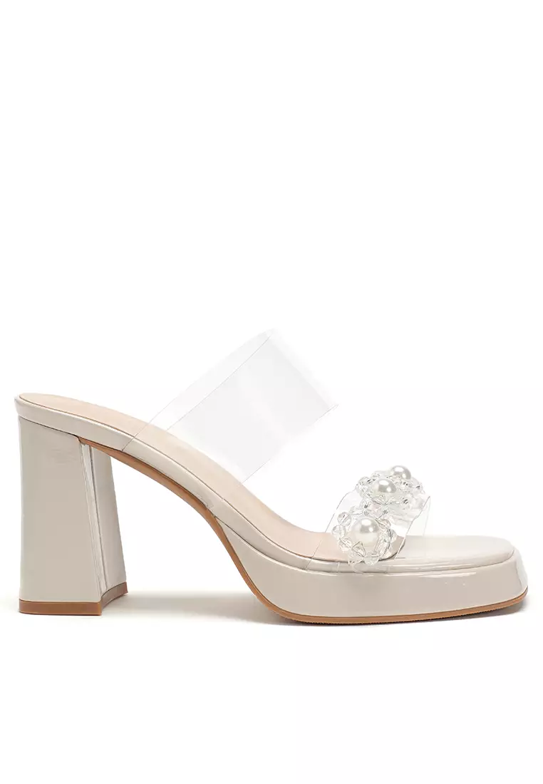 White shoes with clear on sale heels