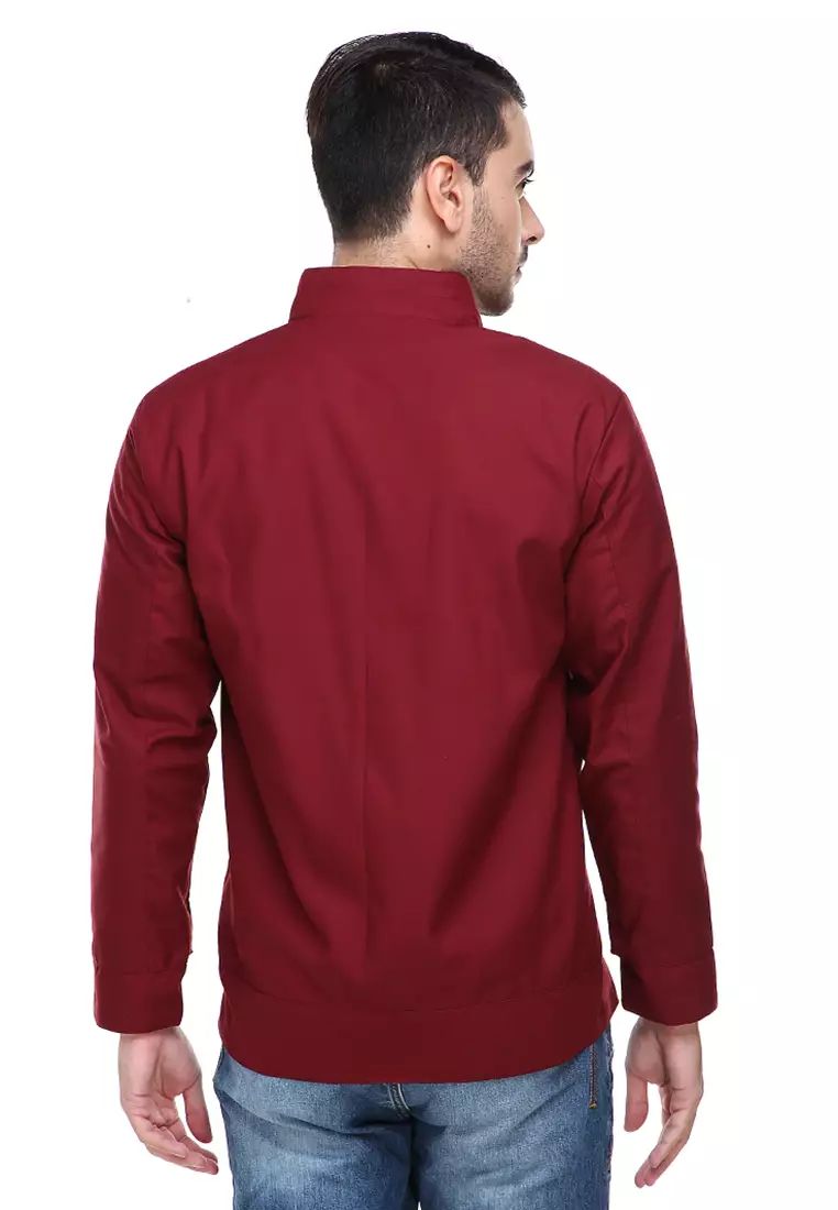 Clover Jas Jaket Casual Pria Slimfit Material American Drill ORIGINAL - Maroon