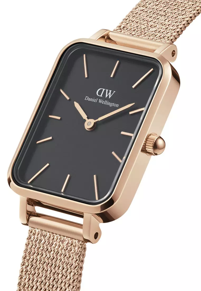 Quadro Melrose 20x26mm Rose Gold Watch Black dial Mesh strap Rose Gold Female watch Ladies watch Watch for women DW