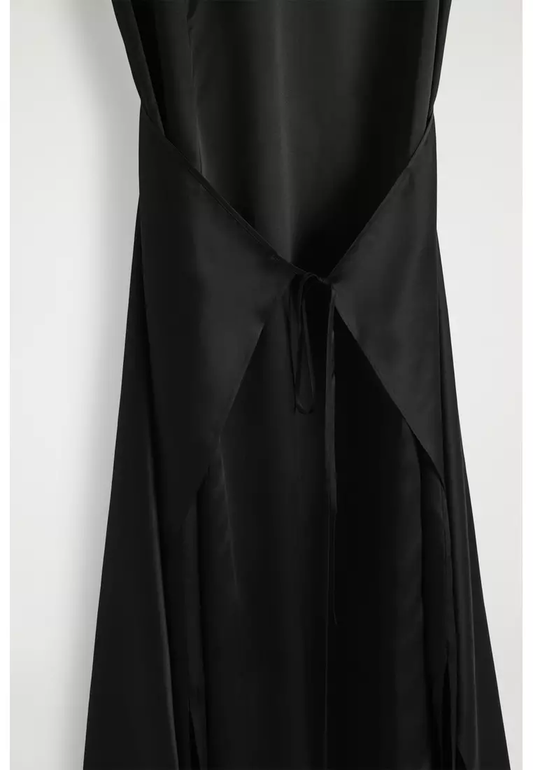 WRAP-FRONT SILK MAXI DRESS