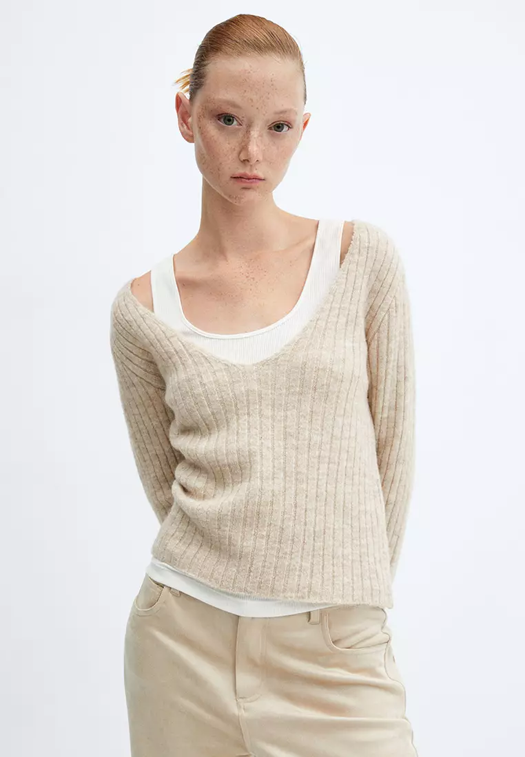 Ribbed knit hot sale sweater mango