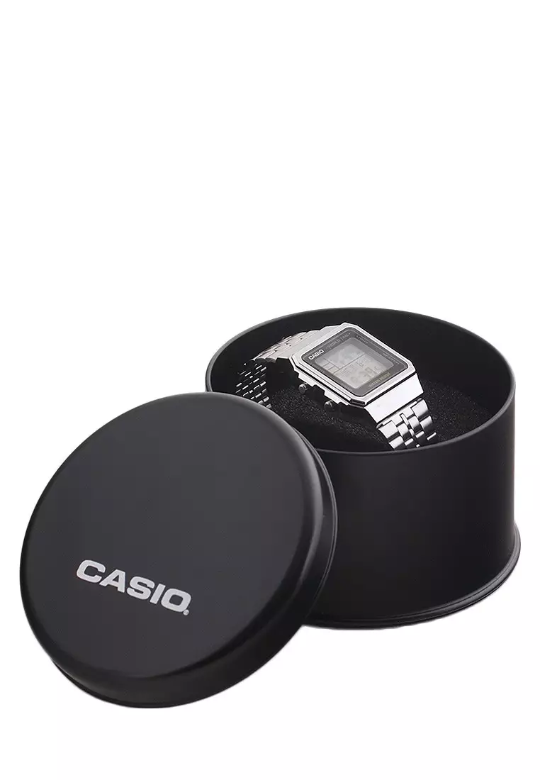 Casio Jam Tangan Pria - Silver - Stainless Steel - A500WA-1DF