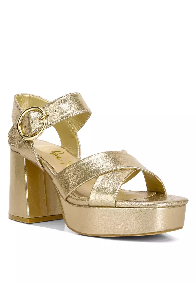 Gold peep discount toe block heels
