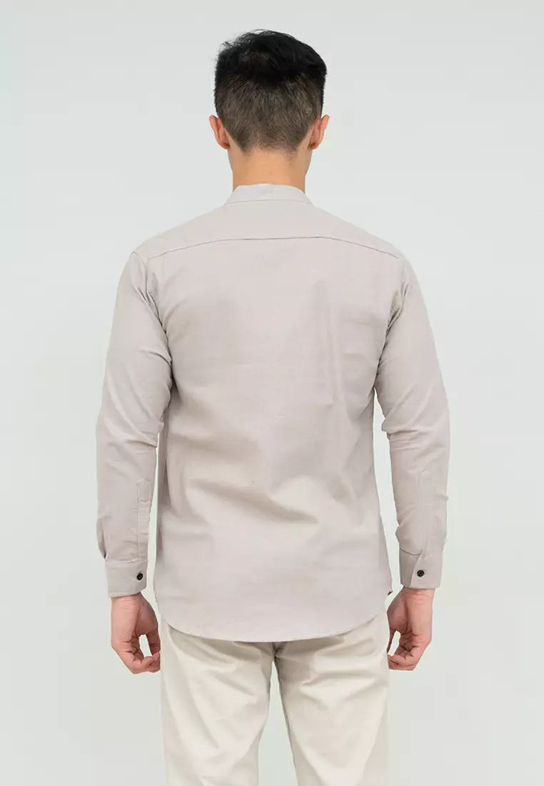 Houseofcuff kemeja Koko Lengan Panjang Pria Beige