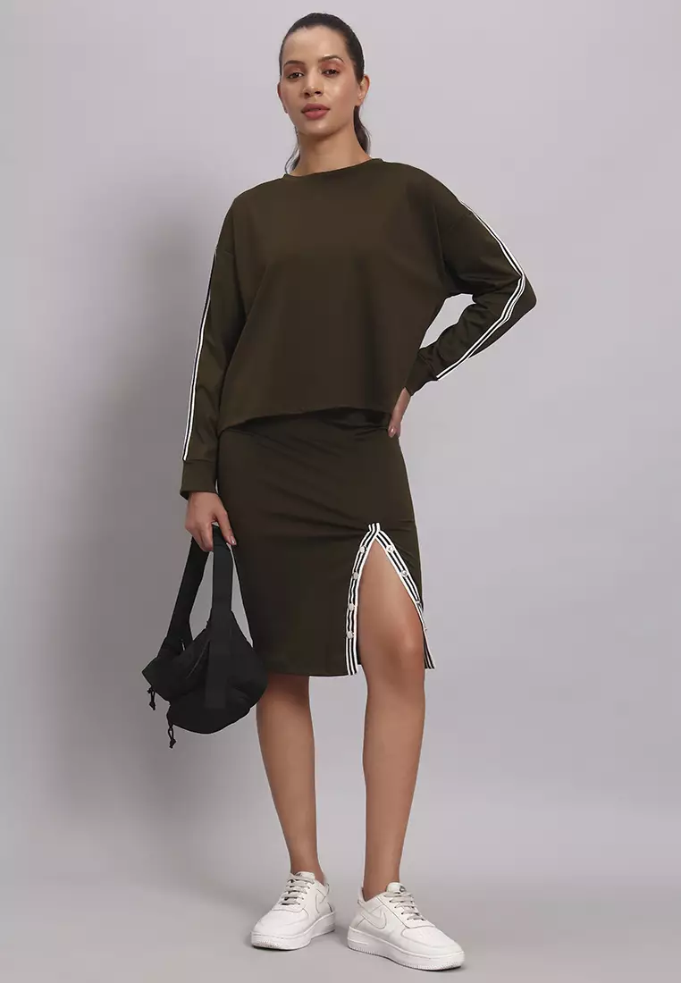Women’s Sporty Vibe Workwear Olive Skirt