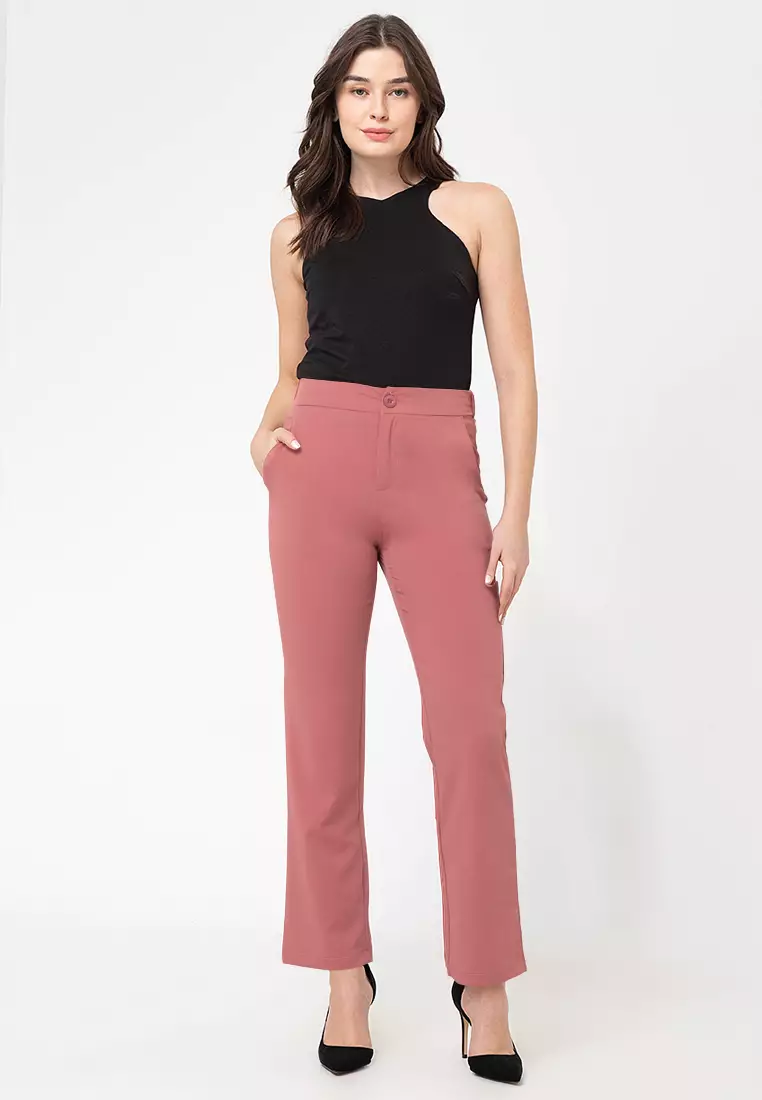 Marjorie Straight Cut Slacks With Elastic Waistband