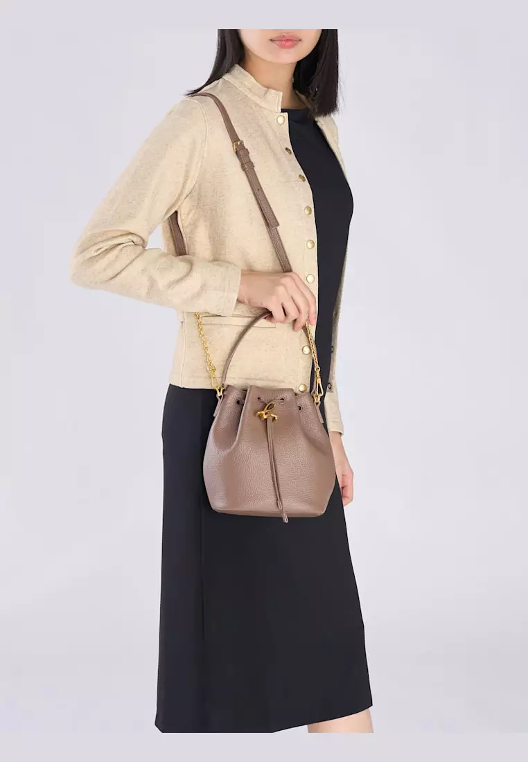 b. Logo Drawstring Bucket Bag