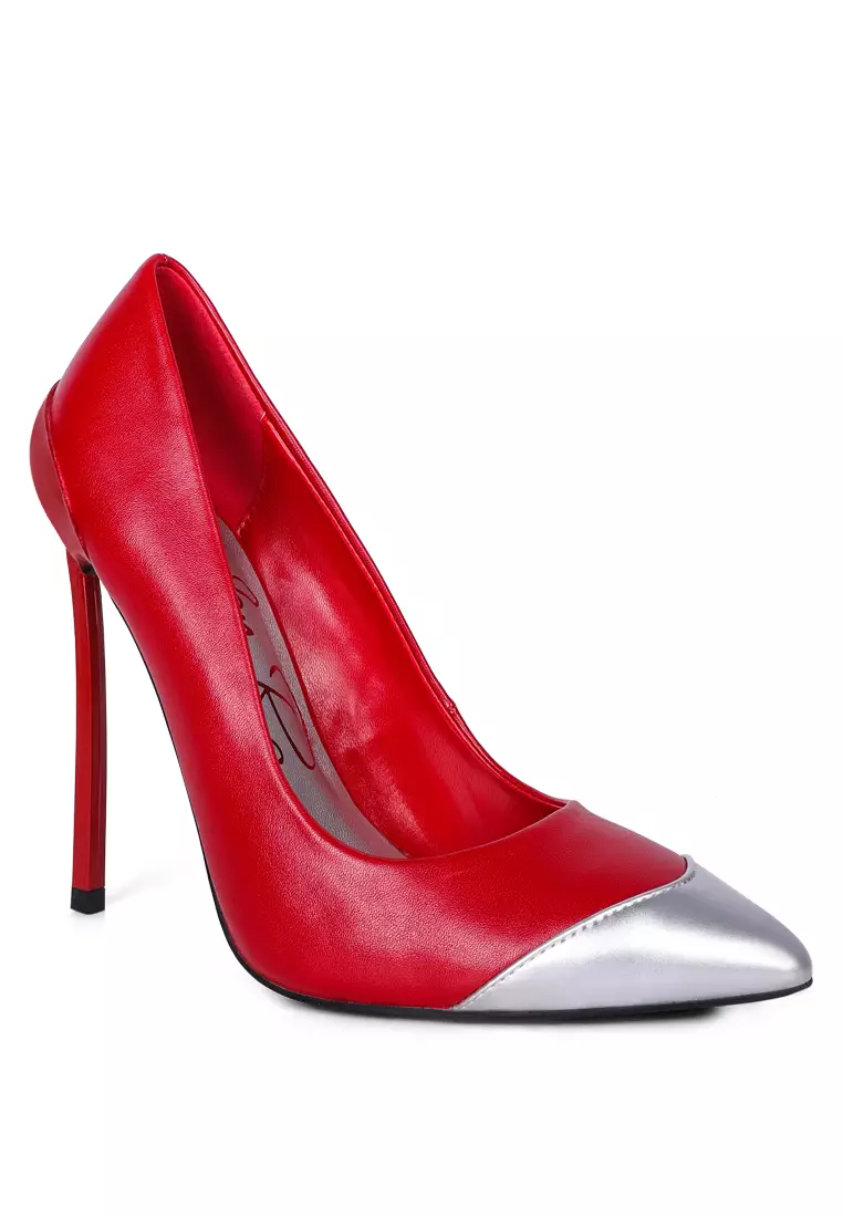 Buy London Rag Red Silver Dip Stiletto Sandals 2024 Online