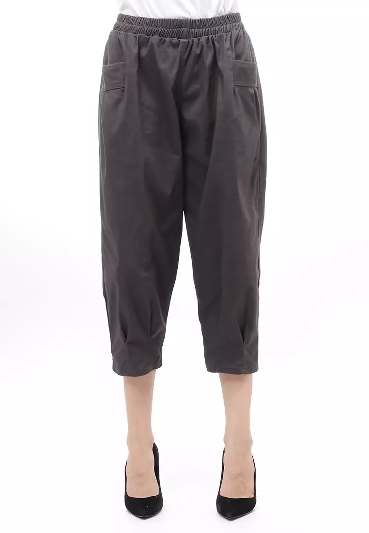 Radcliff Celana Panjang Ruberry Waist Bawahan Wanita Model Jogger Casual - Dark Grey