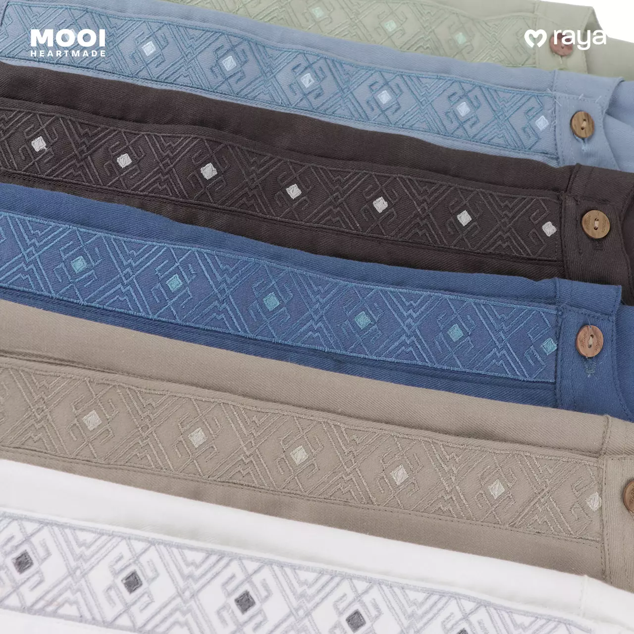 Mooi Atasan Pria Kemeja Pria Naqa Koko - Dusty Blue