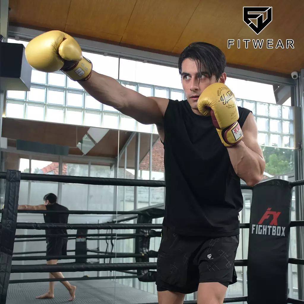 Fitwear Muscle Tee Olahraga Pria Fitwear ZAYAN COTTON ROUND NECKLINE - BLACK