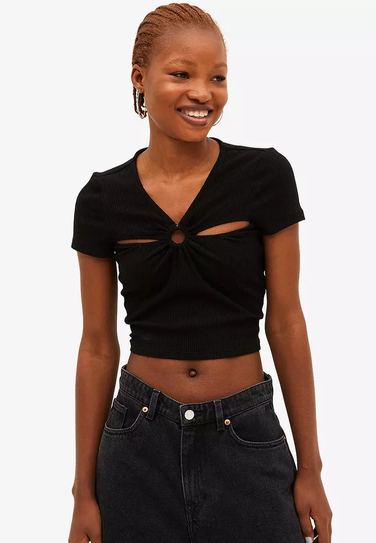 Buy Monki Cut Out Crop Top With Ring Detail Online ZALORA Malaysia